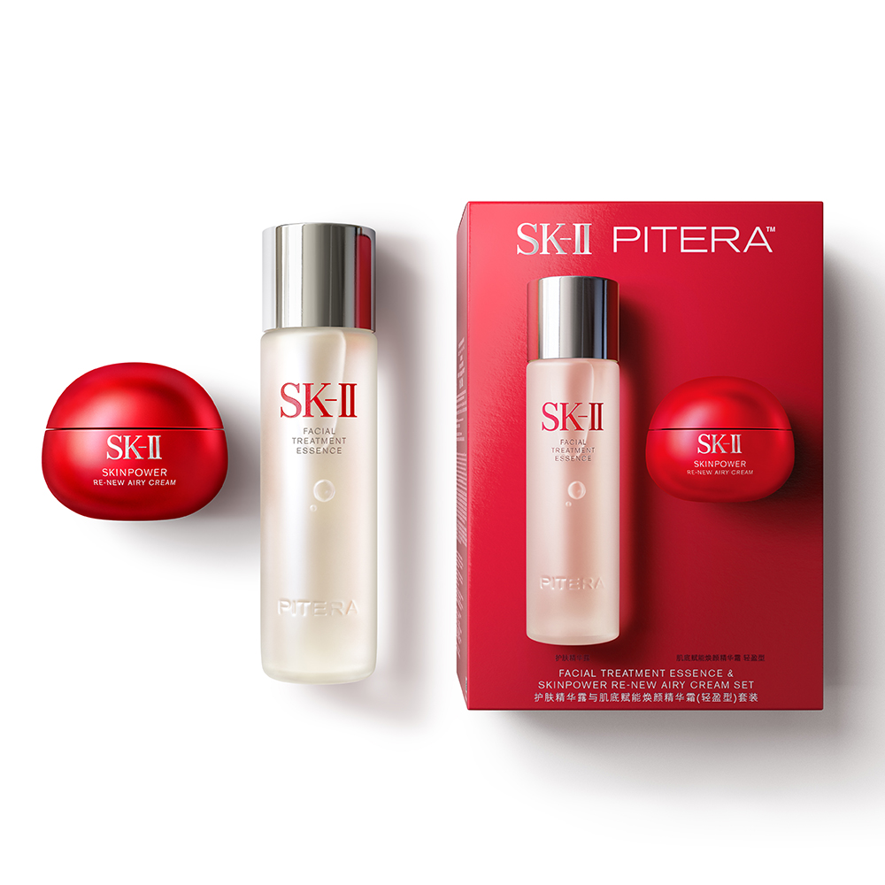 Facial Treatment Essence & Skinpower Re-New Airy Cream Set