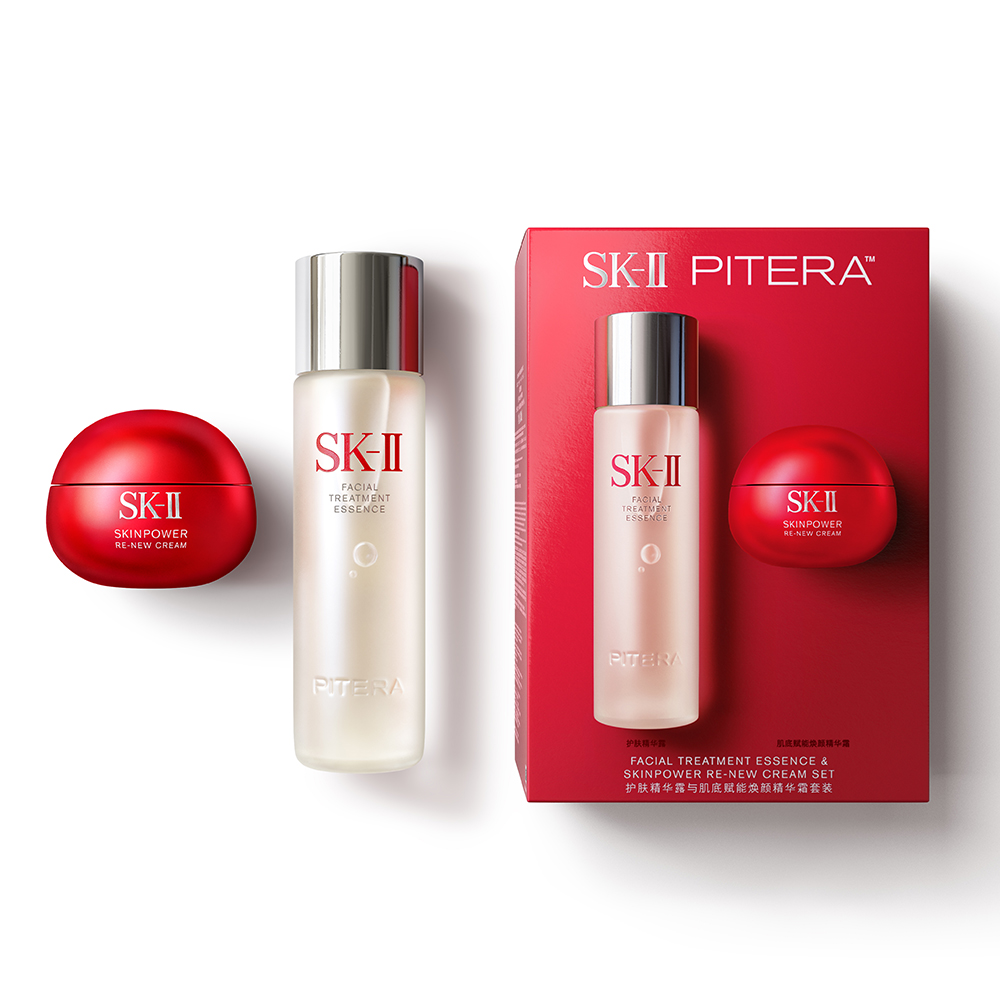 Facial Treatment Essence & Skinpower Re-New Cream Set