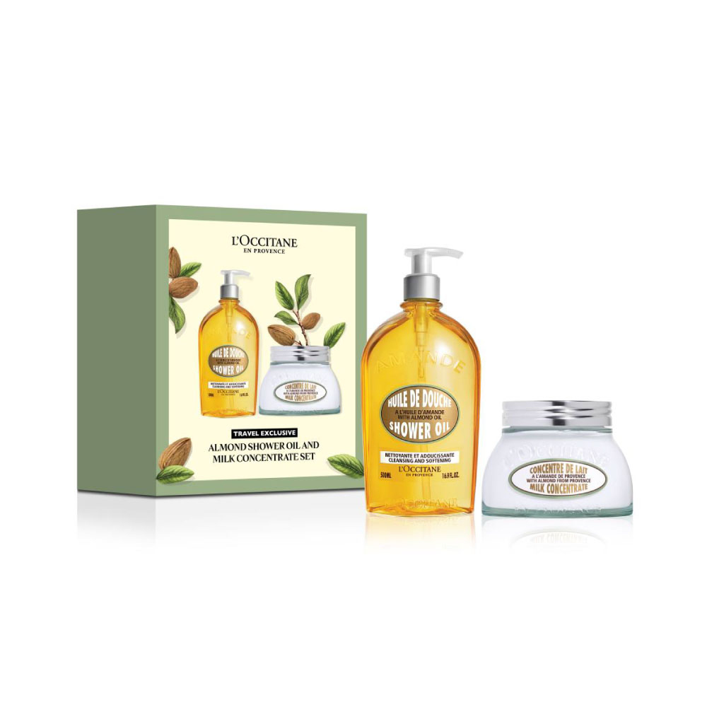 ALMOND SHOWER OIL AND ALMOND MILK CONCENTRATE BODY CREAM SET