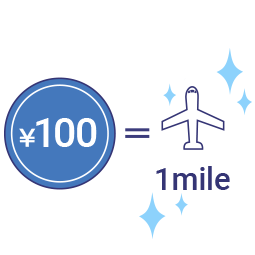 You receive 1 mile for every 100 yen spent.  
