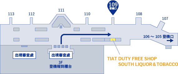 TIAT DUTY FREE SHOP SOUTH LIQUOR&TOBACCOの地図