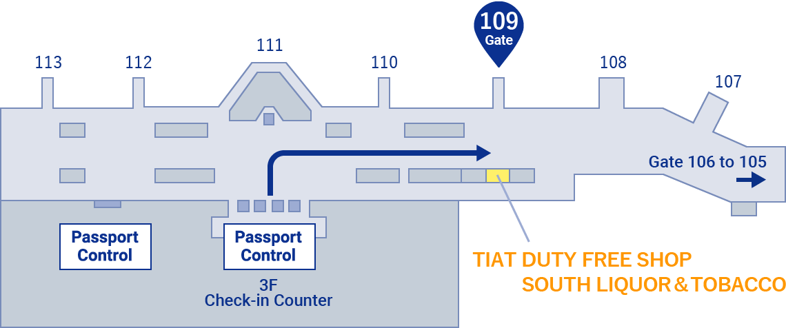 TIAT DUTY FREE SHOP SOUTH LIQUOR&TOBACCOの地図