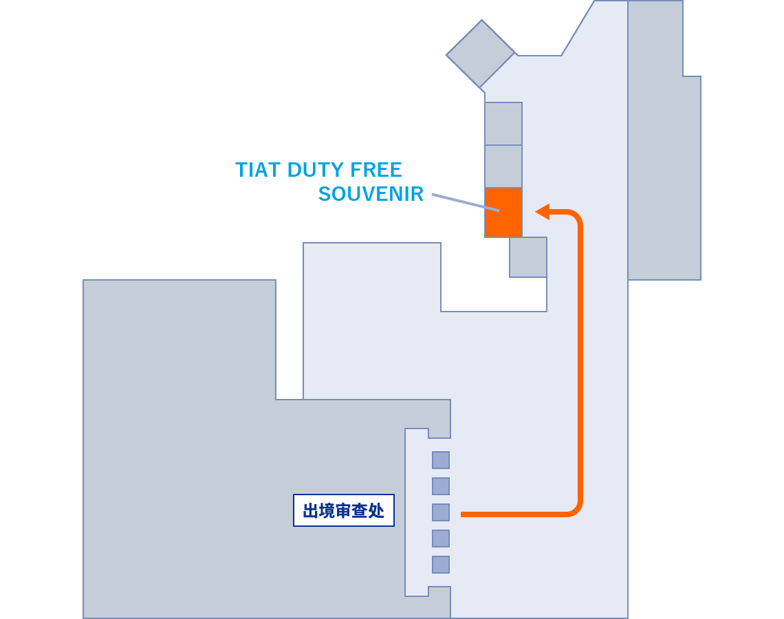 第2航站楼 TIAT DUTY FREE SOUVENIR　地图