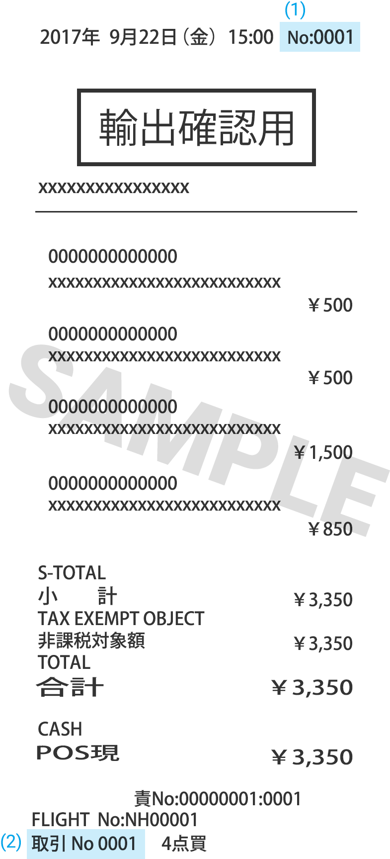 Sample of a Receipt (Narita/Kansai)