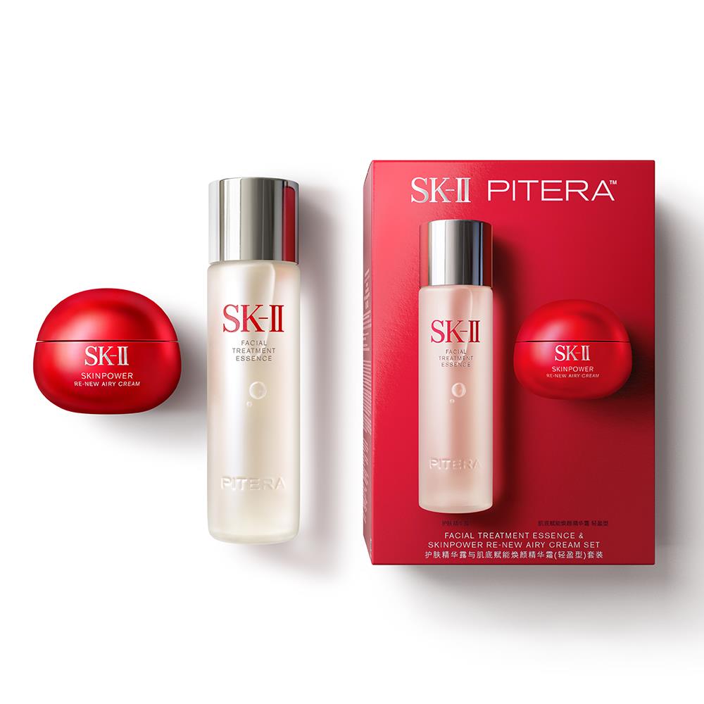 Facial Treatment Essence & Skinpower Re-New Airy Cream Set